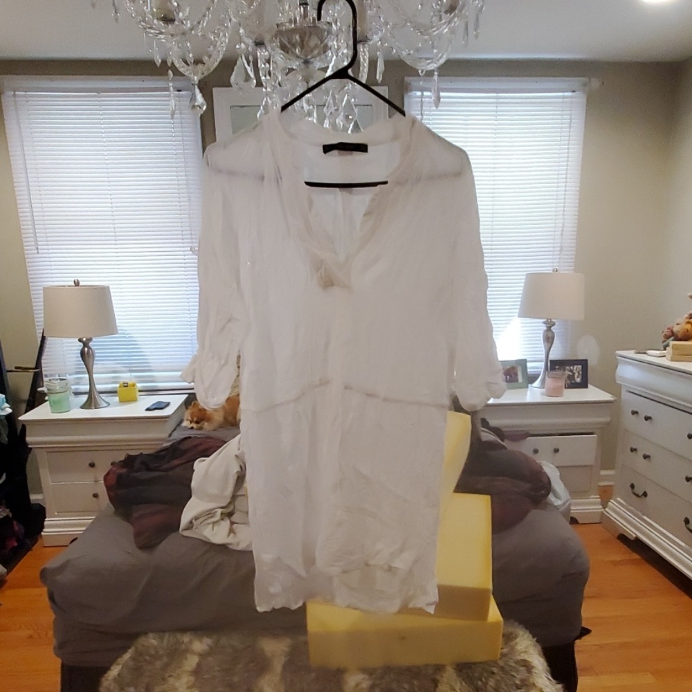Zara white long sleeve dress/cover up